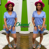Basic V-Neck Biker Short Sets