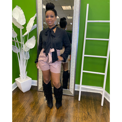 Bow Leather shorts