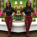 Wine High Waist Destroyed Jeans